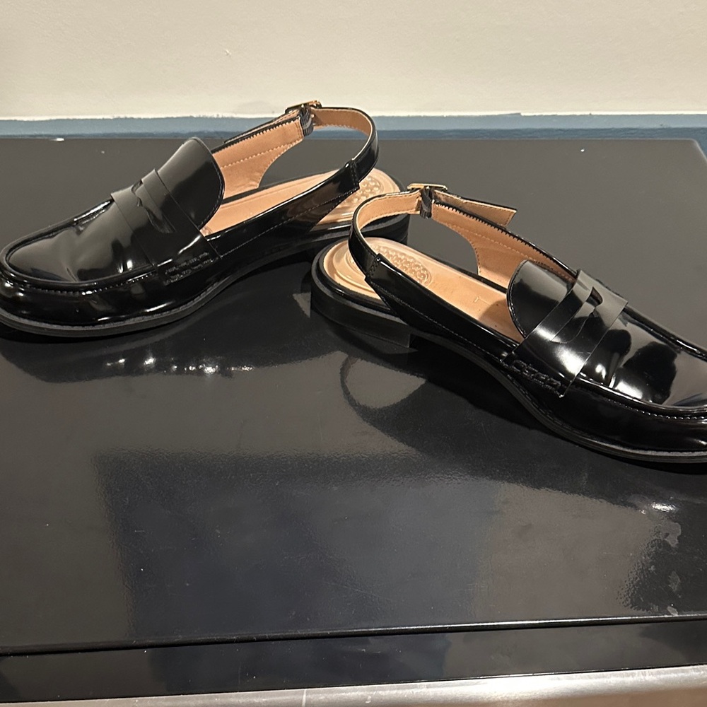 Madden Girl Black Patent Slingback Loafers 9.5 - Picture 6 of 9